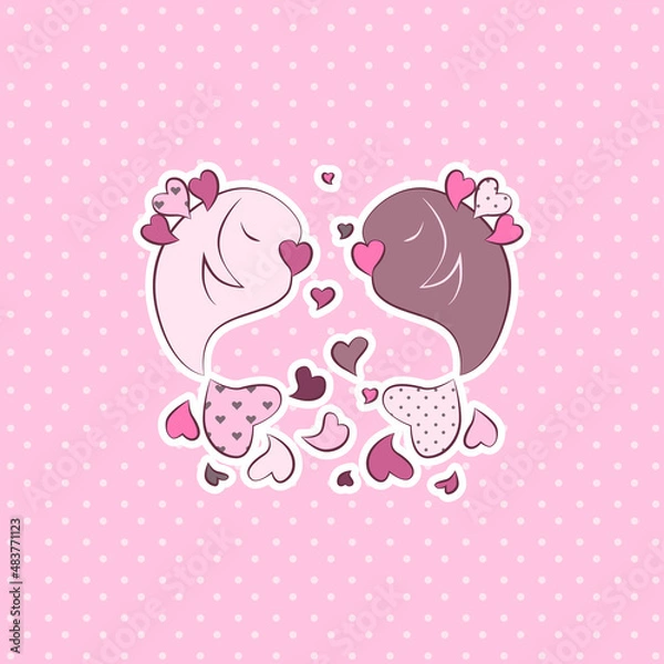 Obraz two fish in love. vector illustration