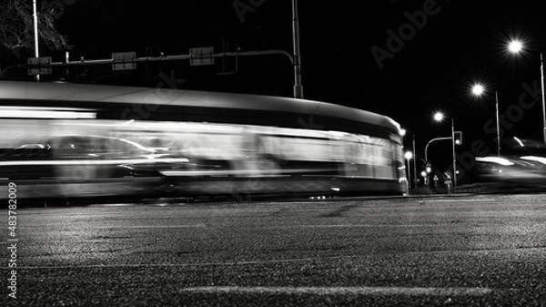 Obraz Tramwaj, długa ekspozycja