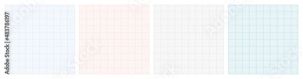 Obraz Graph paper, seamless pattern in different colors, millimeter grid, vector illustration