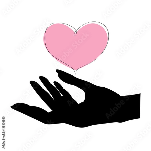 Fototapeta Vector illustration of a hand with a heart.