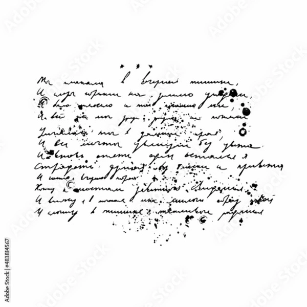 Fototapeta Hand write poetry in paper art style on white background. Vector drawing illustration.