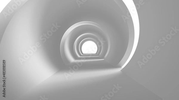Obraz background spiral white tunnel soft lighting 3d render