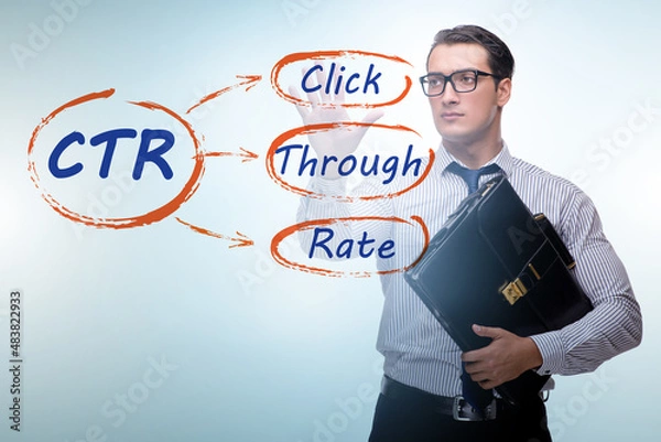 Fototapeta CTR click through rate concept with business people