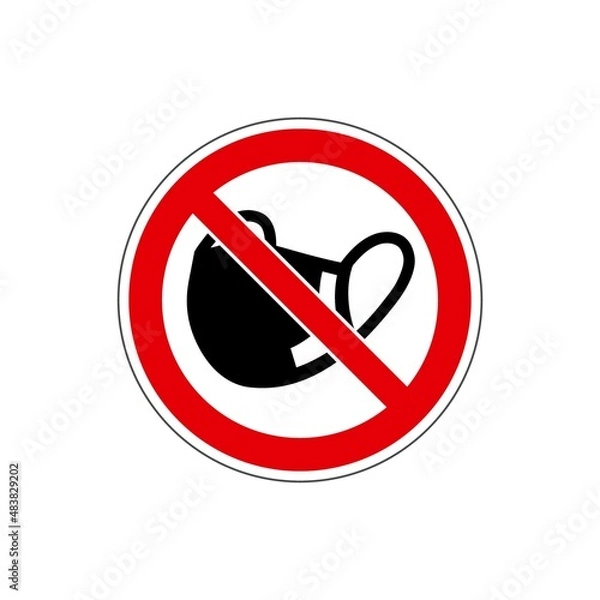 Obraz STOP! Мask ban. VECTOR. The icon with a red contour on a white background. For any use. Warns.