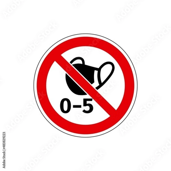 Obraz STOP! Мask ban. Not for children under 5 years old. VECTOR. The icon with a red contour on a white background. For any use. Warns.