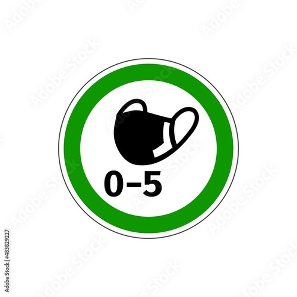 Obraz STOP! Yes for children under 5 years. Vector. The icon with a green contour on a white background. For any use. Warns.	