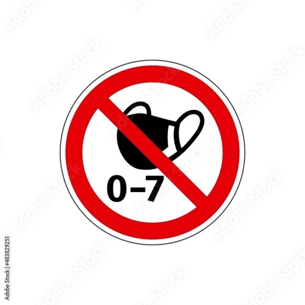 Obraz STOP! Мask ban. Not for children under 7 years old. VECTOR. The icon with a red contour on a white background. For any use. Warns.