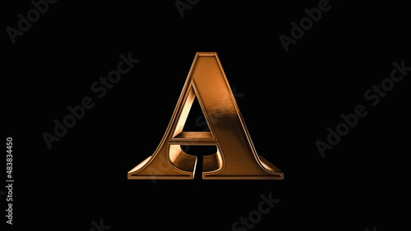 Obraz A 3D Antique Gold Bronze Letter Number on a Black Background