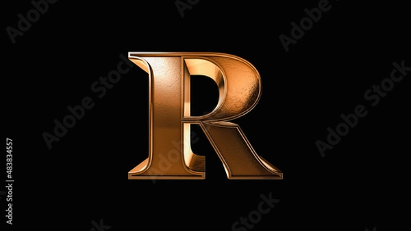 Obraz R 3D Antique Gold Bronze Letter Number on a Black Background