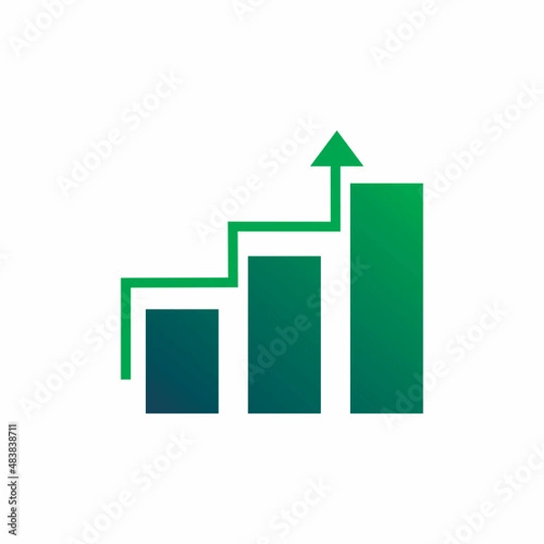 Fototapeta blue green square business chart arrow logo design