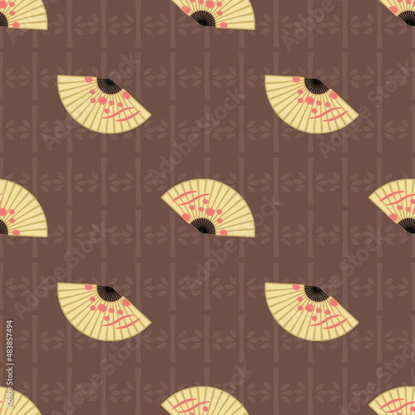 Fototapeta Cute Asian elements inspired seamless pattern background