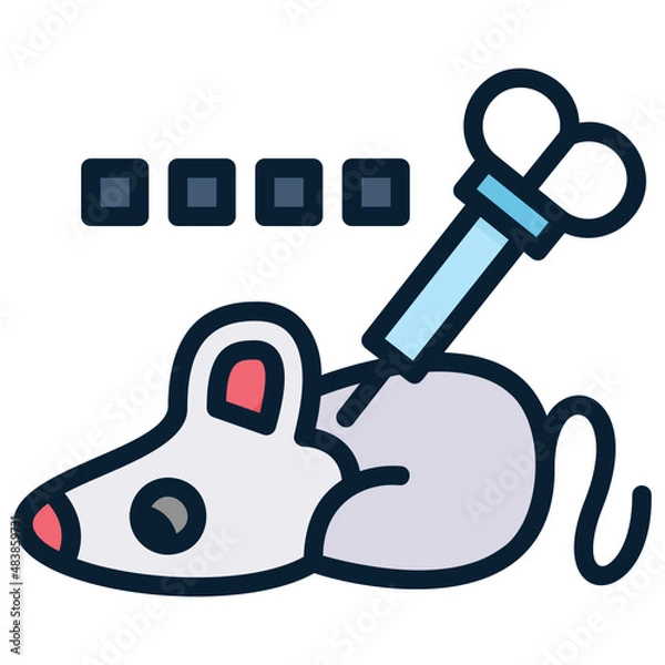 Fototapeta Animal Testing Mouse Syringe filled line color icon