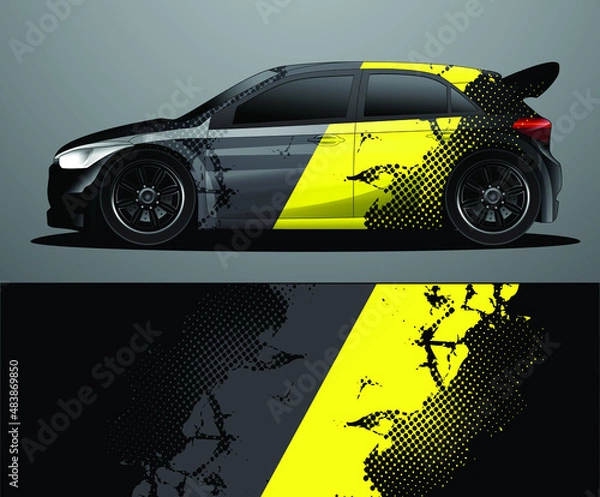 Obraz  Rally car decal graphic wrap vector, abstract background