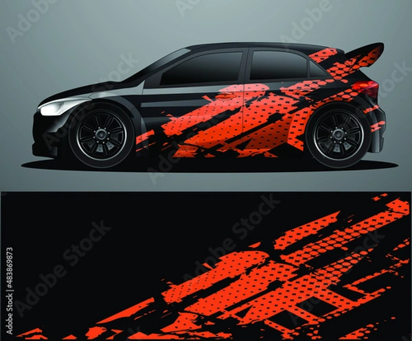 Obraz  Rally car decal graphic wrap vector, abstract background