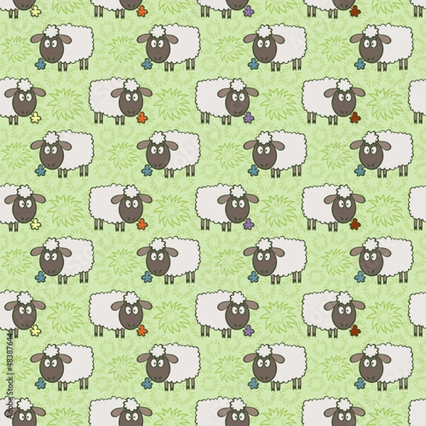 Fototapeta Seamless pattern with sheep