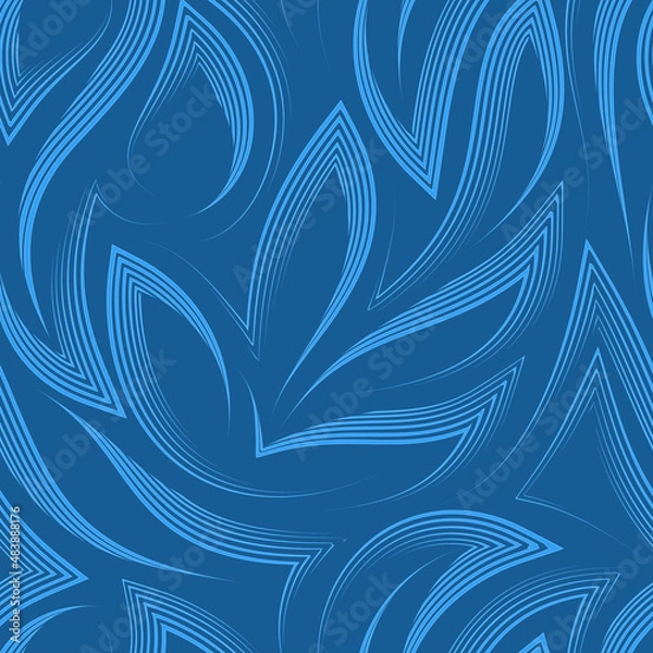 Obraz Vector seamless pattern in blue colors from corners and flowing stripes with torn edges.Vector seamless pattern of abstract shapes in nautical colors.Simple linear zigzag elegant texture.