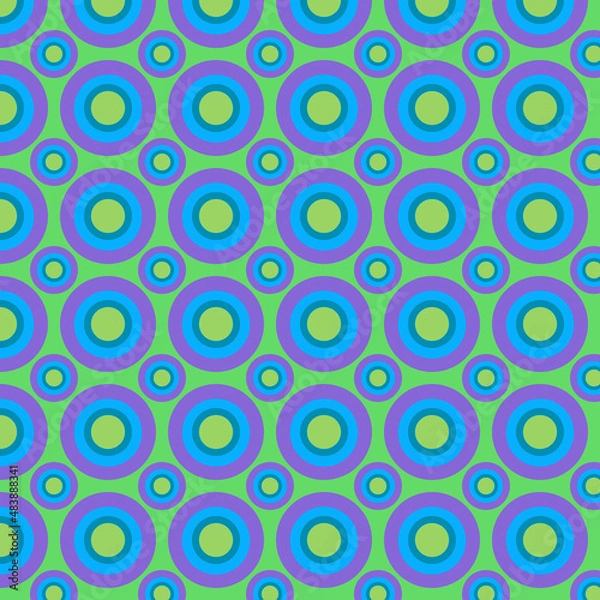 Fototapeta Large and small circles Bright colors Seamless geometrical pattern Retro Vintage design