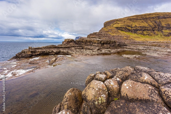 Fototapeta View of the coastline, Faroe Islands.