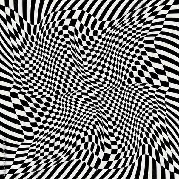 Obraz Racing wavy texture squares pattern. Vector checker chess pattern.