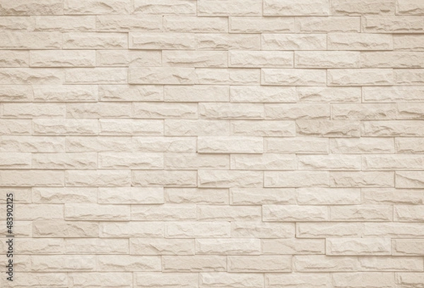 Obraz Cream and white brick wall texture background. Brickwork and stonework flooring interior rock old pattern