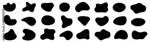 Fototapeta Blob shape organic, vector illustration set. Collection from abstract forms for design and paint. Liquid silhouette drop in modern style. Basic stains isolated elements on white background