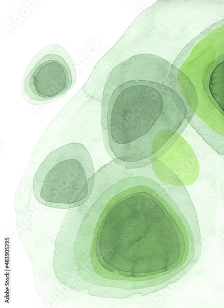Fototapeta Large size watercolor eco background for invitations, banners, posters, placards, advertisements. Background in green tones. 
