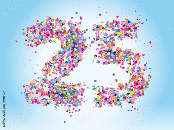 Fototapeta colorful confetti number 25 twenty five years multi colored
