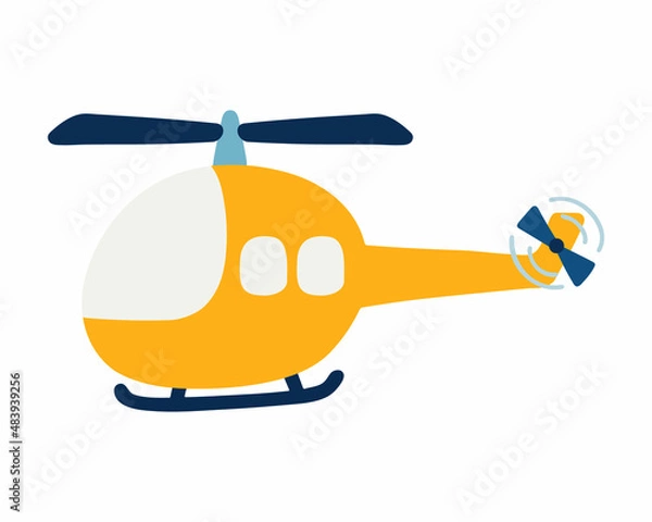 Fototapeta Yellow Helicopter. Cartoon style. Vector isolated
