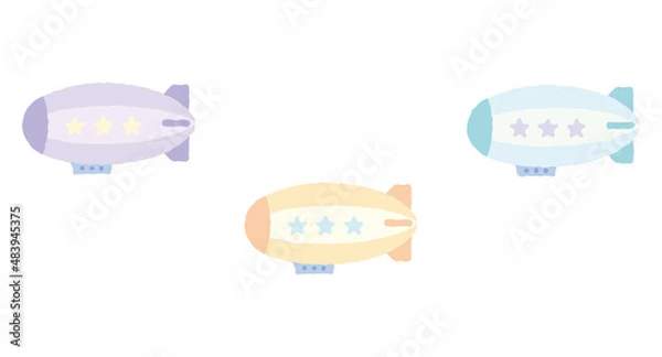 Obraz 飛行船のイラスト3カラーセット
