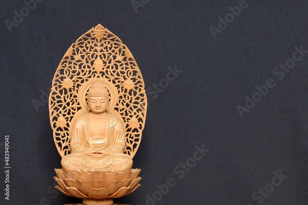 Obraz お釈迦様(釈迦如来)の仏像物撮り黒バック1