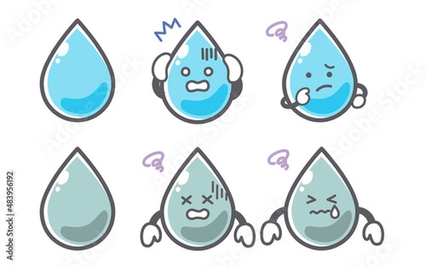Obraz 水の喜怒哀楽に関する表情セット