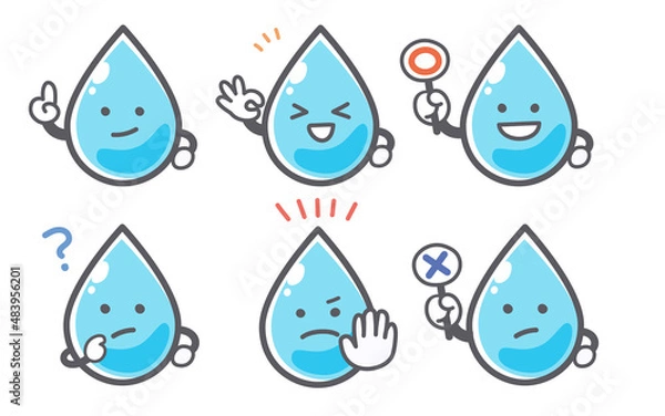 Obraz 水の喜怒哀楽に関する表情セット
