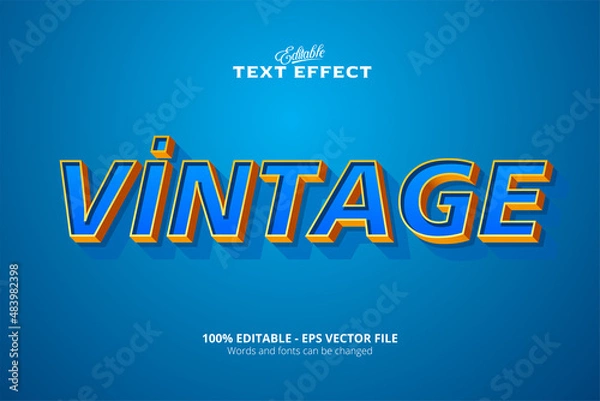 Obraz Editable text effect, blue background, Vintage text