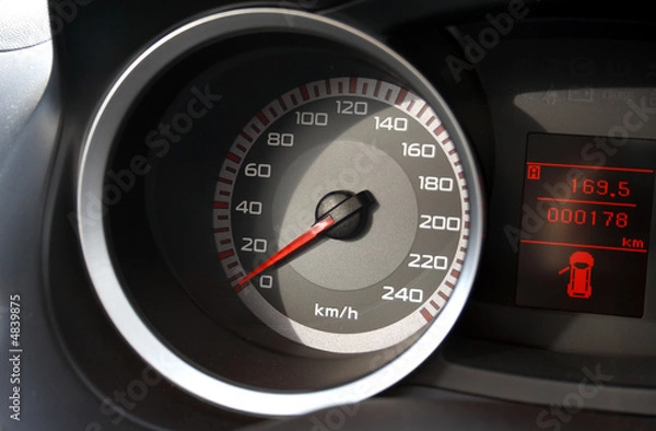 Fototapeta Speedometer close-up shot