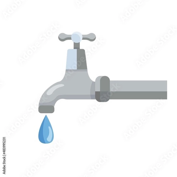 Fototapeta Clear water vector illustration. Save water. Water tap. 