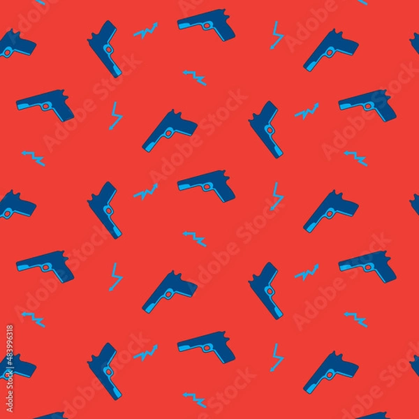 Obraz Pistol or anger pattern background with blue and red.