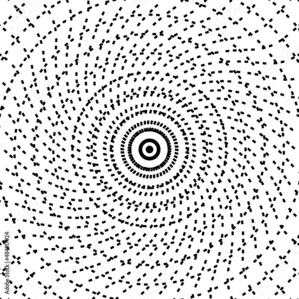 Fototapeta Black twisted circle dotted line radar on the white background. Vector illustration.