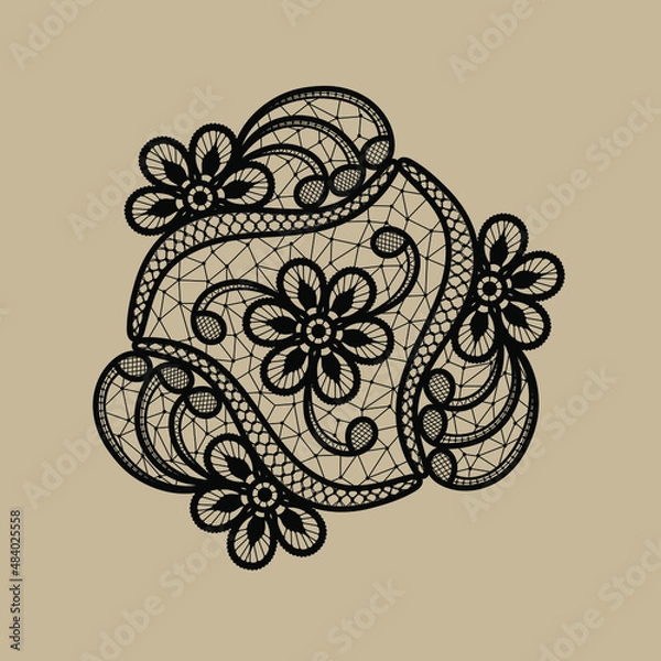 Fototapeta Floral lace illustration. Vector pattern