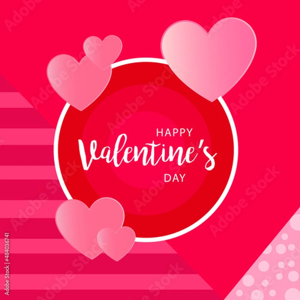 Fototapeta Typography on valentine's day patterned background