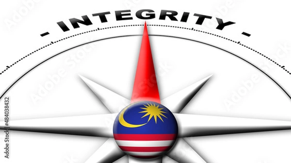 Fototapeta Malaysia Globe Sphere Flag and Compass Concept Integrity Titles – 3D Illustration