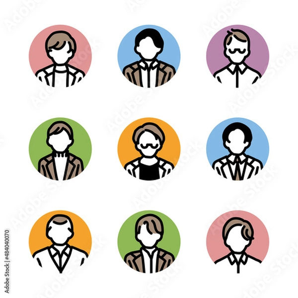 Fototapeta 男性の顔アイコンセット