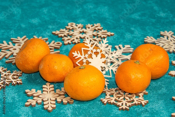 Fototapeta christmas background with oranges