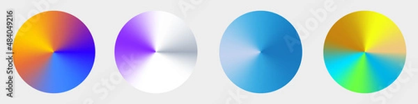 Obraz Set conical gradients. Vector radial glossy background. Texture of foil, metal.