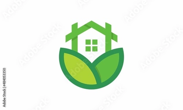 Obraz green house with leaf icon