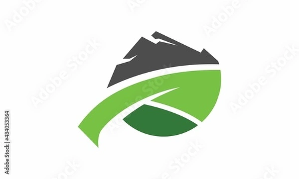 Obraz Leaf and mountain logo vector