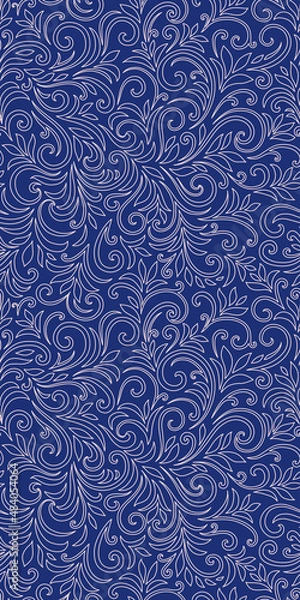 Fototapeta Elegant seamless pattern with leaves and curls. Luxury floral background. Vector illustration.