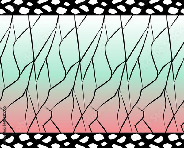 Obraz Seamless pattern. Butterfly tracery white, pink and green background. Abstract japanese background. Vector.