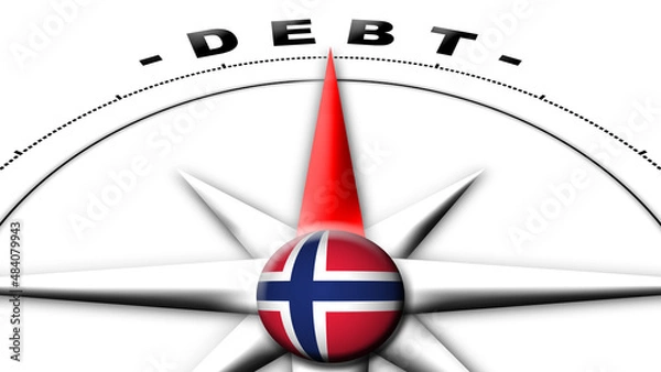 Fototapeta Norway Globe Sphere Flag and Compass Concept Debt Titles – 3D Illustration
