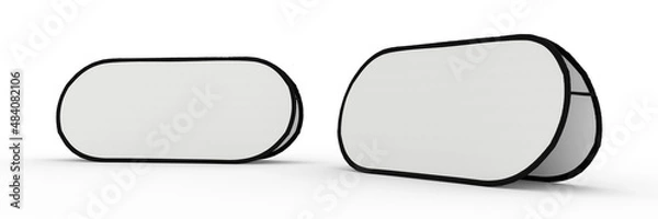 Fototapeta Blank Pop up Event Banner Display Template viewed from different angles. 3D render Illustration