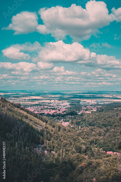Obraz view of the city sky clouds Clausthal-Zellerfeld Harz Germany